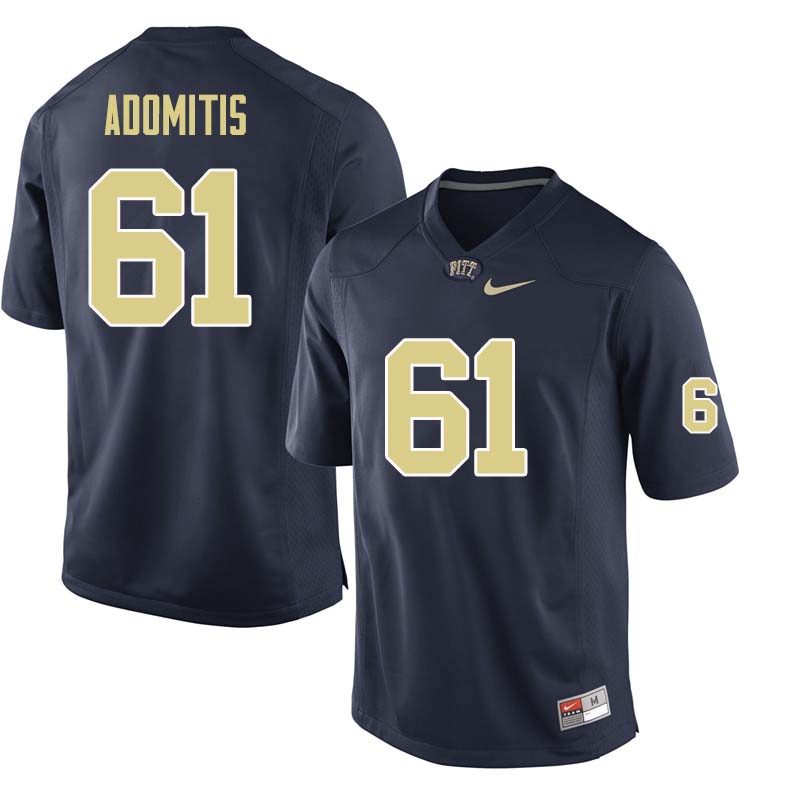 Men #61 Cal Adomitis Pittsburgh Panthers College Football Jerseys Sale-Navy